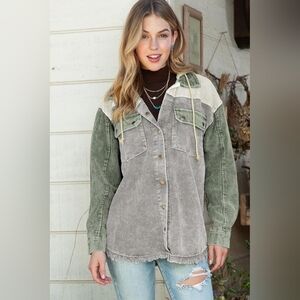 Large Women's Colorblock Corduroy Jacket Shaket. Oversize.